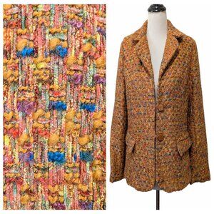 Vintage Womens Size M Burnt Orange Multispeckled Tweed Knit Lined Blazer Jacket